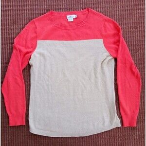 Vineyard Vines Women Small Light Sweater Cashmere Blnd Preppy Beige Colorblock